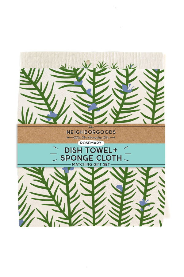The Neighborgoods Rosemary Dish Towel + Sponge Cloth Gift Set