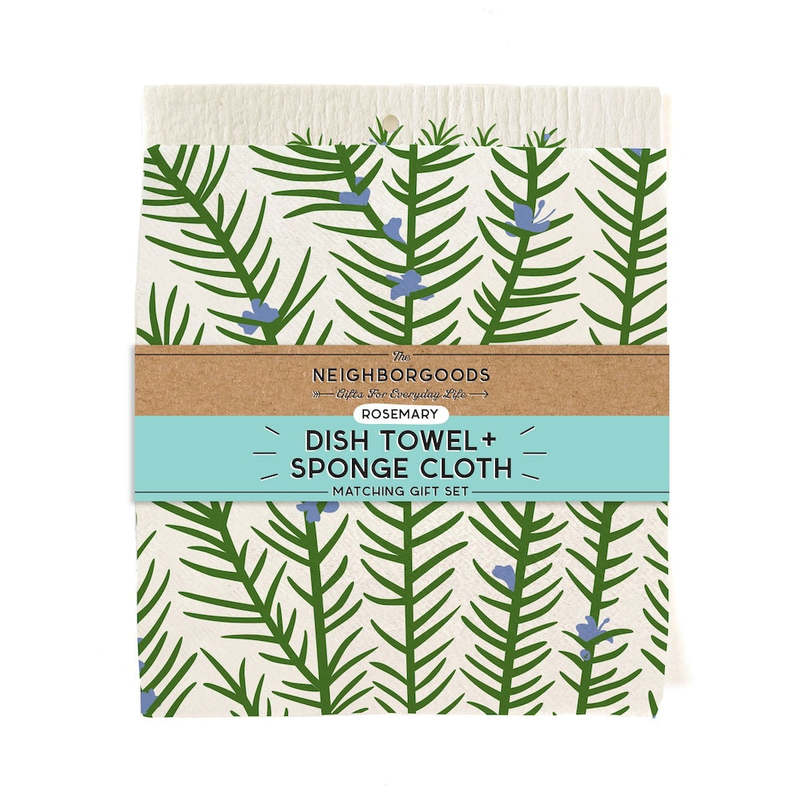 The Neighborgoods Rosemary Dish Towel + Sponge Cloth Gift Set