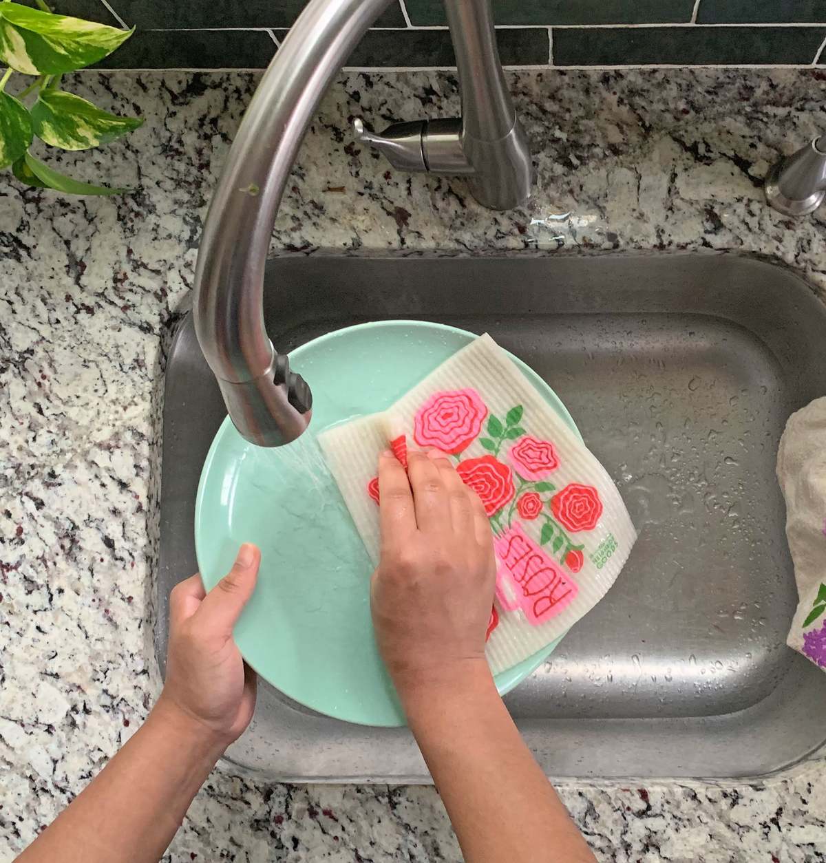 The Neighborgoods Roses Dish Towel + Sponge Cloth Gift Set - Image 5 of 9