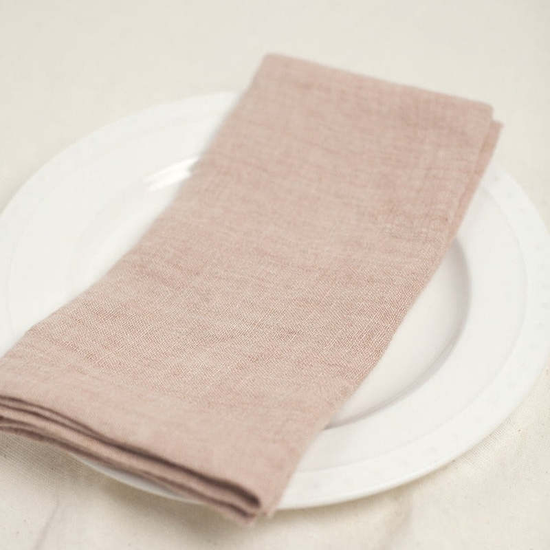 Creative Women Stone Washed Linen Napkins, Blush - Set of 4