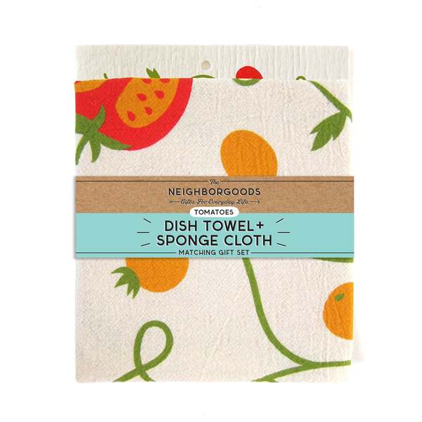 The Neighborgoods Tomato Dish Towel + Sponge Cloth Gift Set