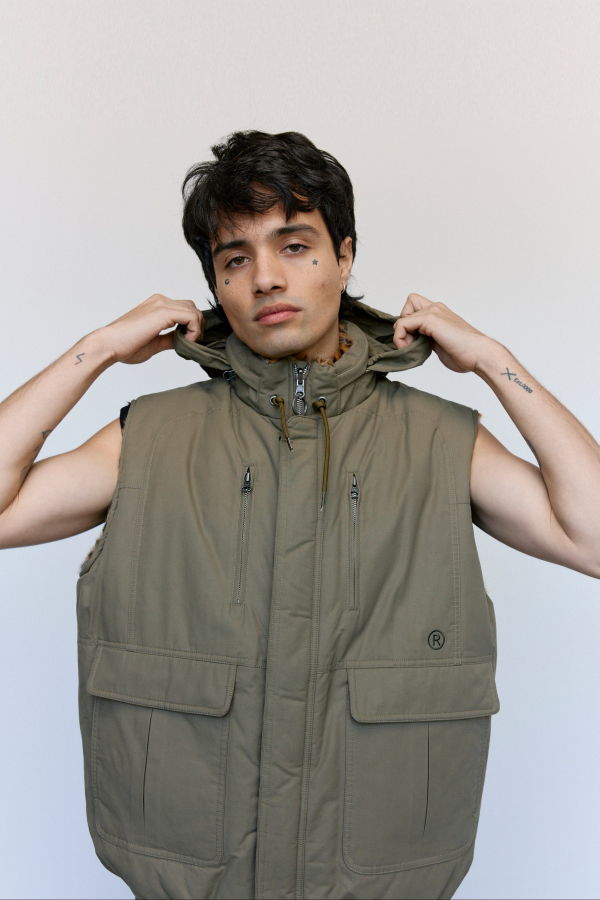 Martine Rose Beige Khaki Nylon Reversible Fur Gilet