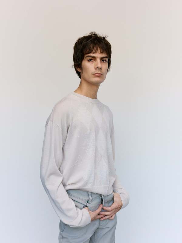 Our Legacy Blossom Argyle Fine Wool Sonar Roundneck Sweater