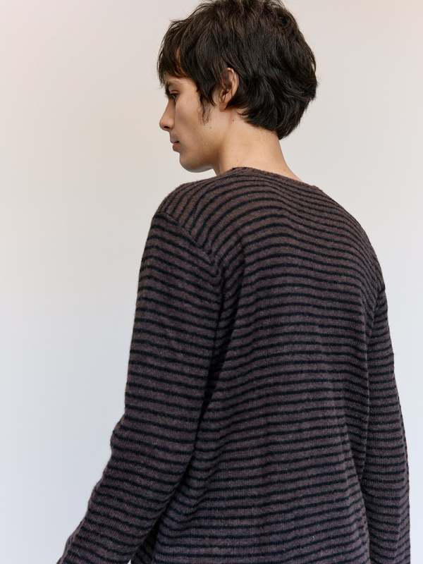 Our Legacy Dirt Stripe Fuzzy Alpaca Rigid Popover Top | Garmentory