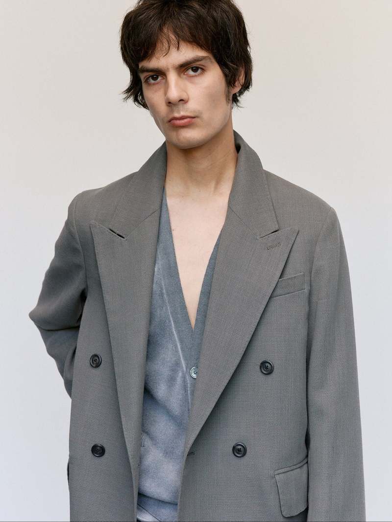 Our Legacy Double Grey Weave Wool Sharp DB Blazer