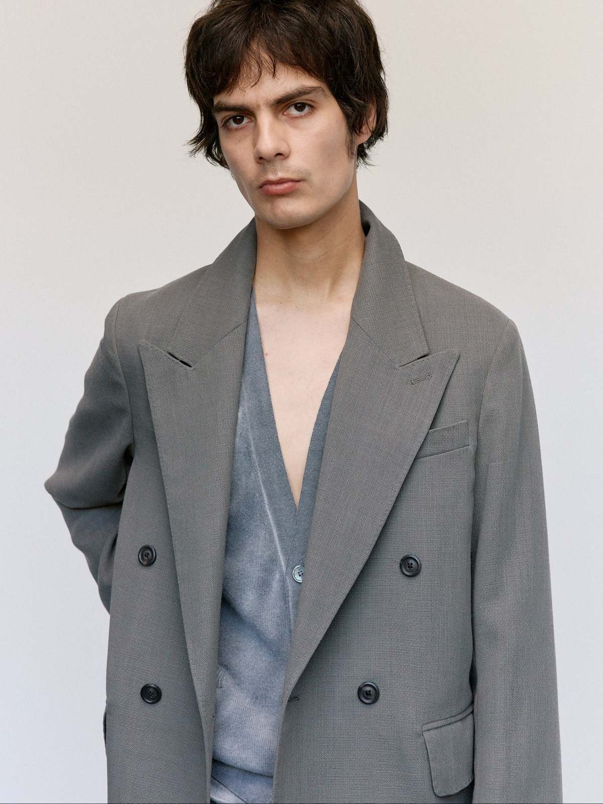 Our Legacy Double Grey Weave Wool Sharp DB Blazer - Image 3 of 9