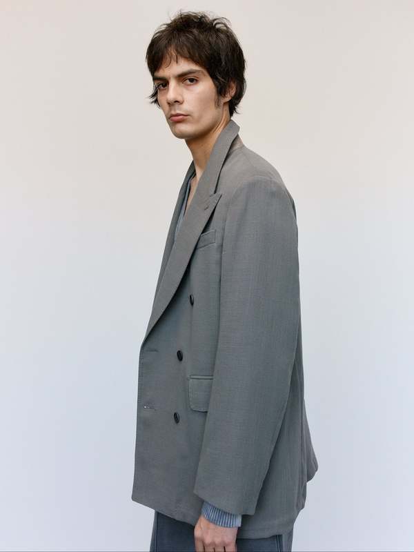 Our Legacy Double Grey Weave Wool Sharp DB Blazer