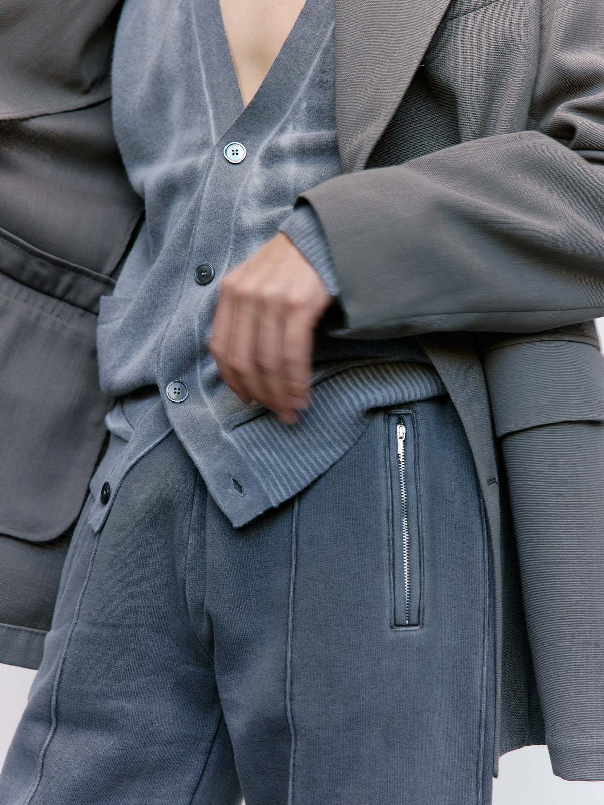 Our Legacy Grey Spray Dye Cherub Wool Parallel Cardigan - Image 2 of 9