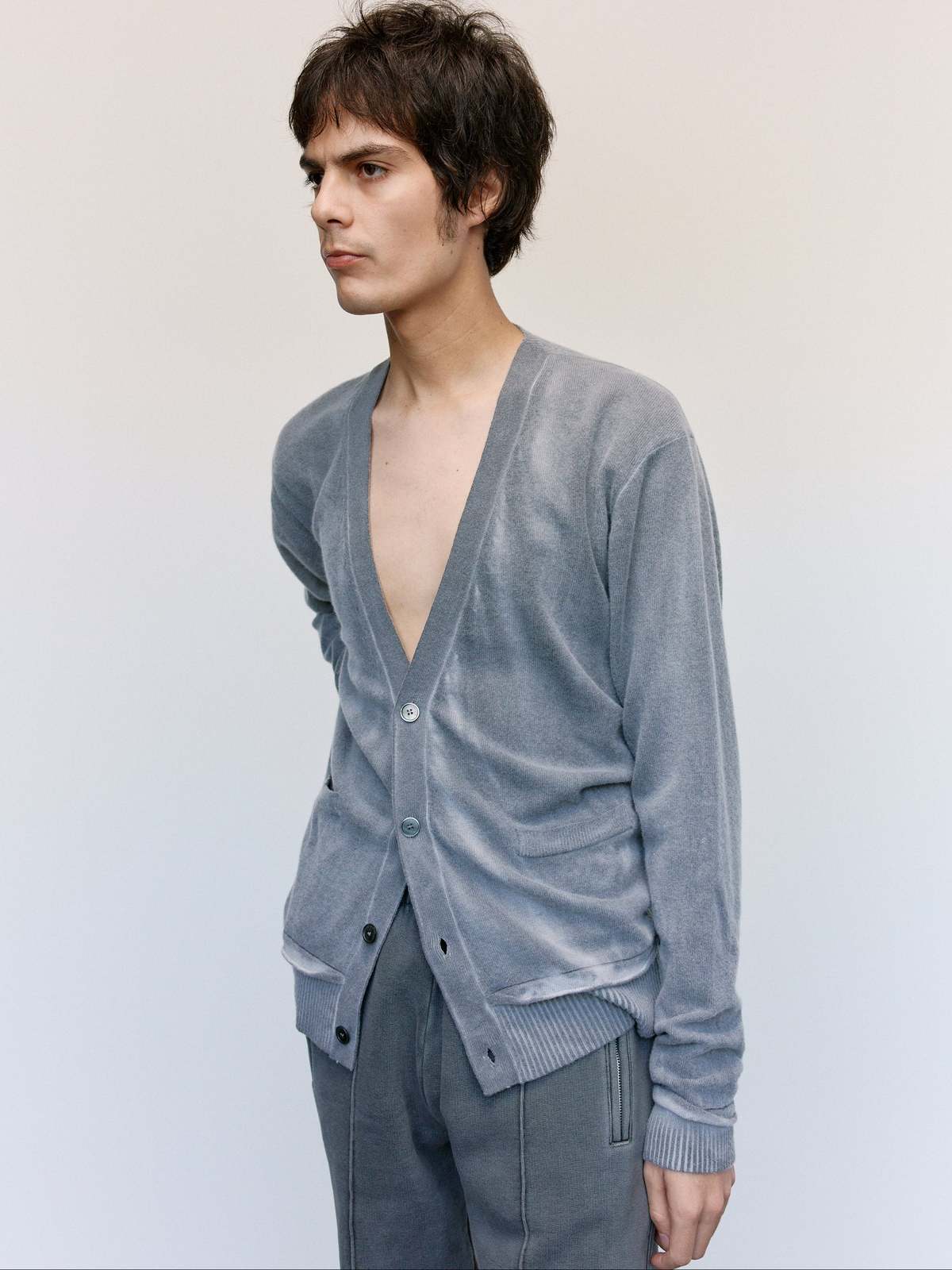 Our Legacy Grey Spray Dye Cherub Wool Parallel Cardigan - Image 3 of 9