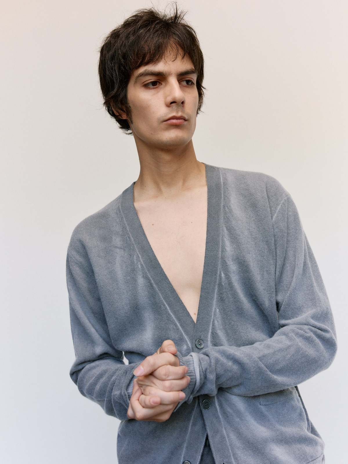 Our Legacy Grey Spray Dye Cherub Wool Parallel Cardigan - Image 5 of 9