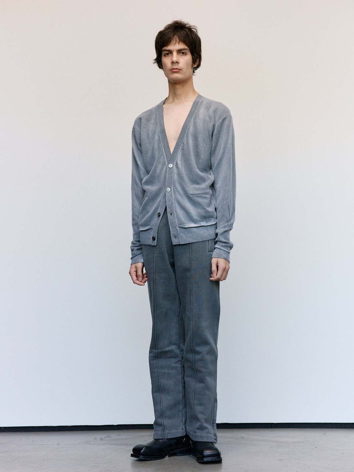 Our Legacy Grey Spray Dye Cherub Wool Parallel Cardigan - Image 6 of 9