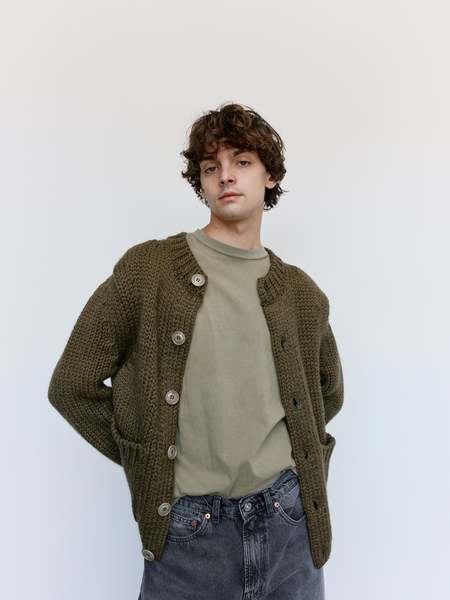 トップス OUR LEGACY Mohair Cardigan Olive Melange Our Legacy - Cardigan Olive Melange Mohair