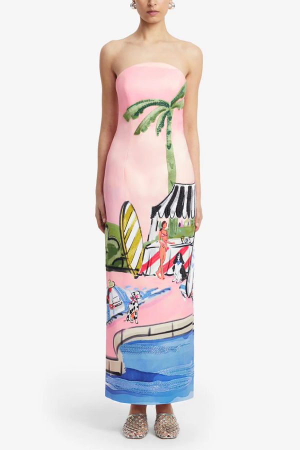 Leo Lin Ava Bustier Maxi Dress - Riviera Print