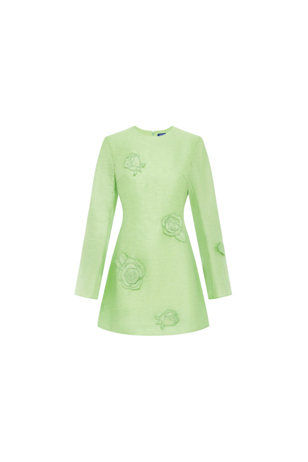 Leo Lin Suzanne Appliqué Mini Dress - Juniper Green