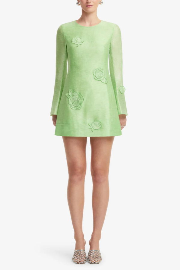 Leo Lin Suzanne Appliqué Mini Dress - Juniper Green