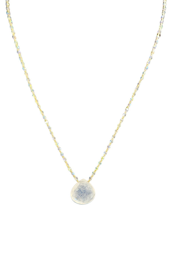 Madison Beverly Hills Luminous Moonstone Necklace with Mixed Metallic Accents - Iridescent