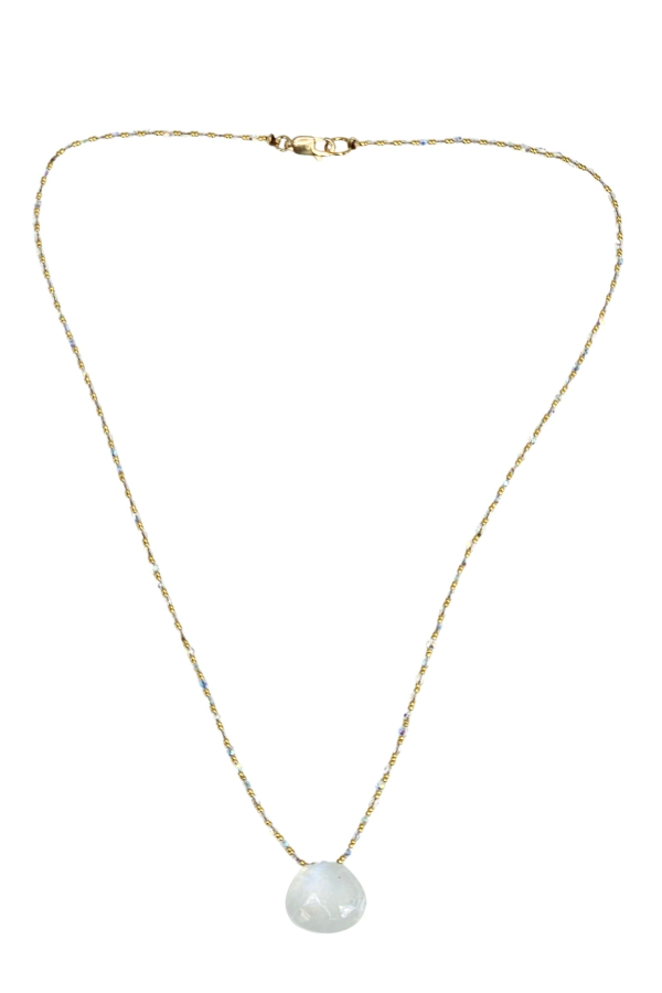 Madison Beverly Hills Luminous Moonstone Necklace with Mixed Metallic Accents - Iridescent