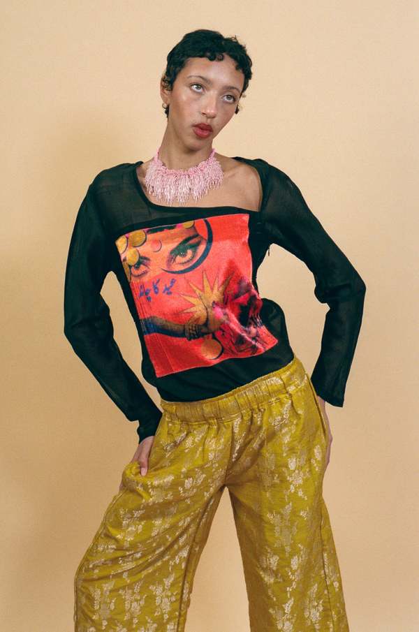 TIGRA TIGRA Hand Printed 'Once in a Blue Moon' Top - Black