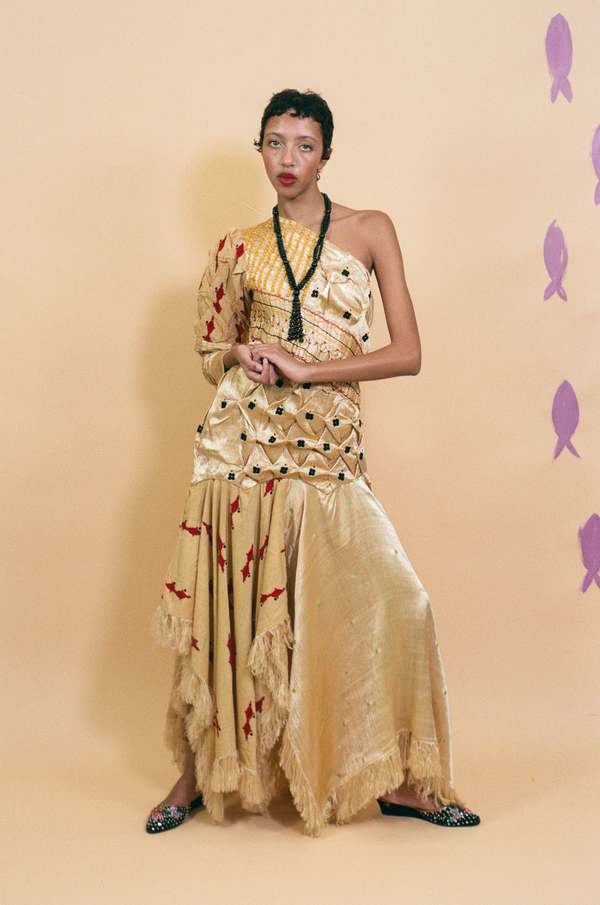 TIGRA TIGRA One Shoulder Fish + Flowers Dress