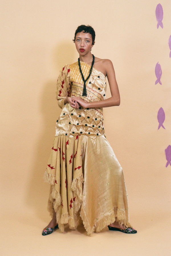 TIGRA TIGRA One Shoulder Fish + Flowers Dress