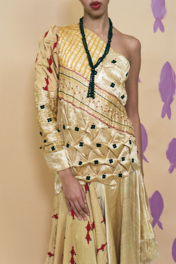 TIGRA TIGRA One Shoulder Fish + Flowers Dress