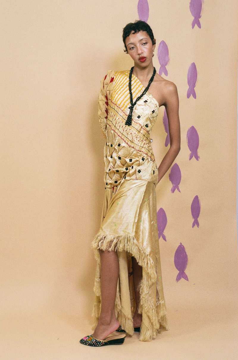 TIGRA TIGRA One Shoulder Fish + Flowers Dress