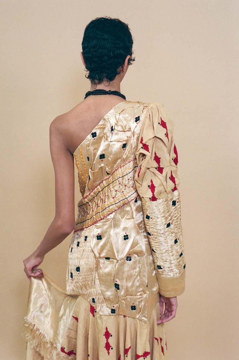 TIGRA TIGRA One Shoulder Fish + Flowers Dress