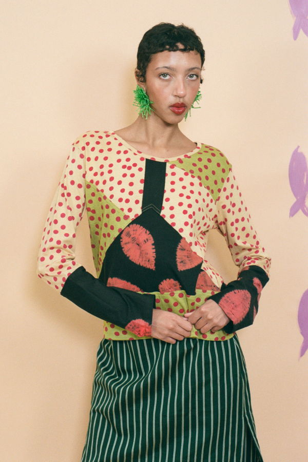 TIGRA TIGRA Patchwork Long Sleeve Shirt