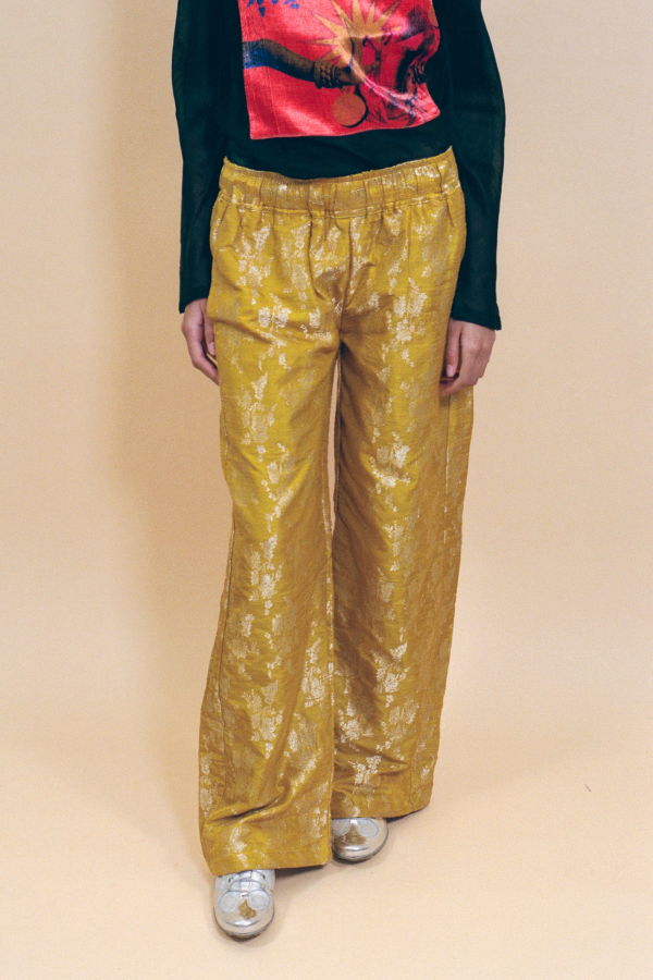 TIGRA TIGRA Yellow Silk Brocade Boxing Pants