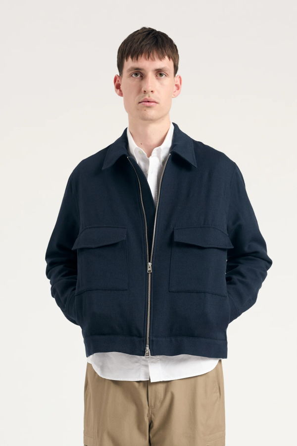 Norse Projects Aksel Cavalry Cotton Wool Windstopper Jacket - Dark Navy