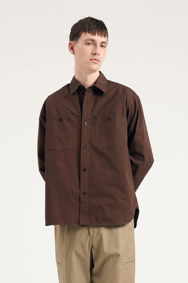 Norse Projects Julius Mineral Dyed Oversize Shirt - Espresso