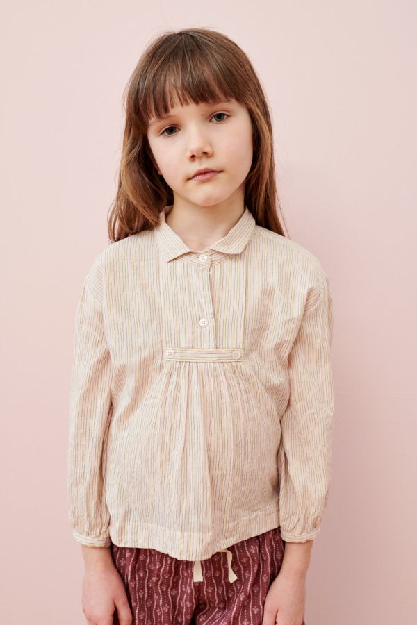 Kids Caramel Snowberry Shirt - Salmon Stripe