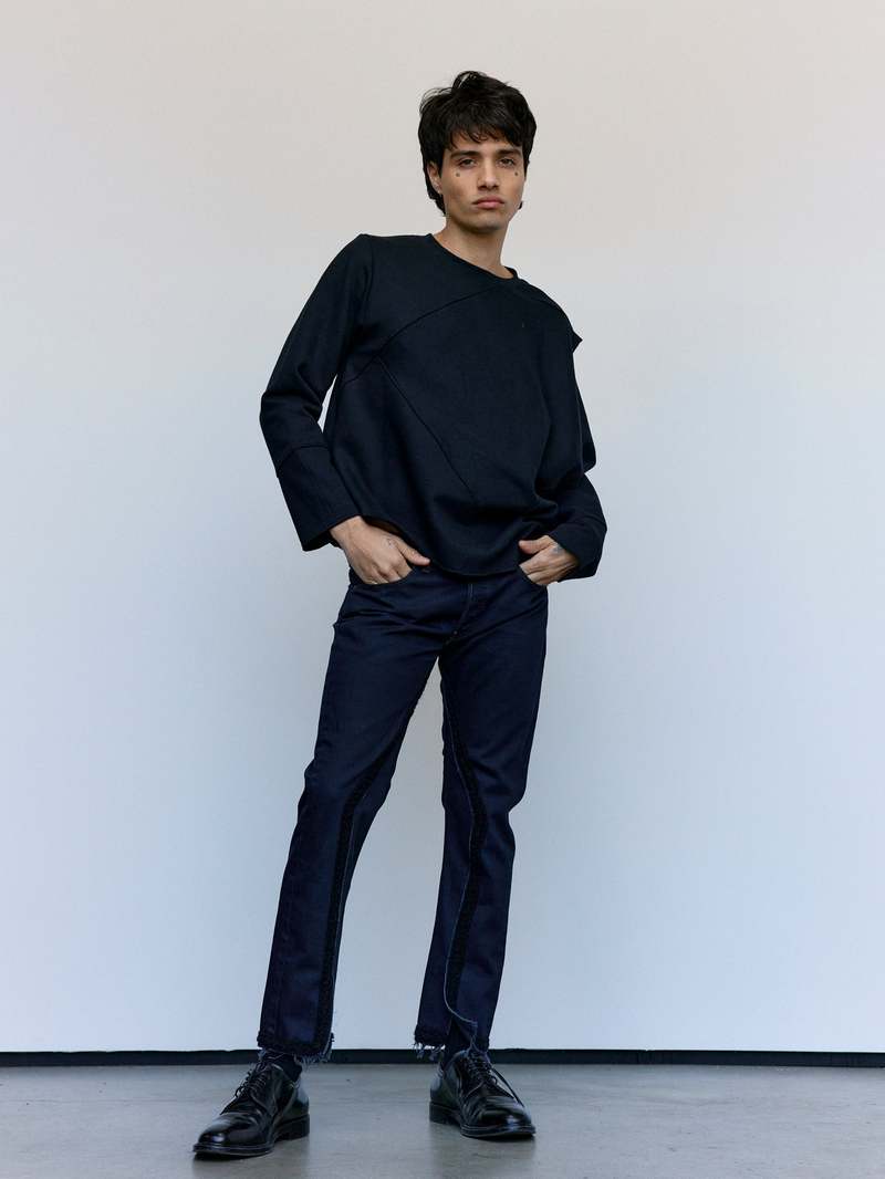 Old Park Crochet Slit Jeans