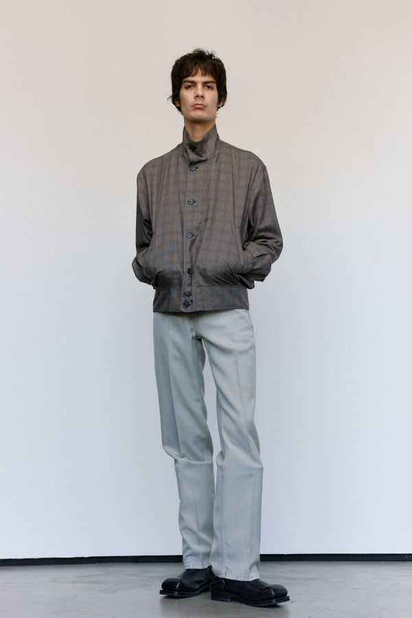 Our Legacy Dirty Brown Glen Plaid Mock Bomber