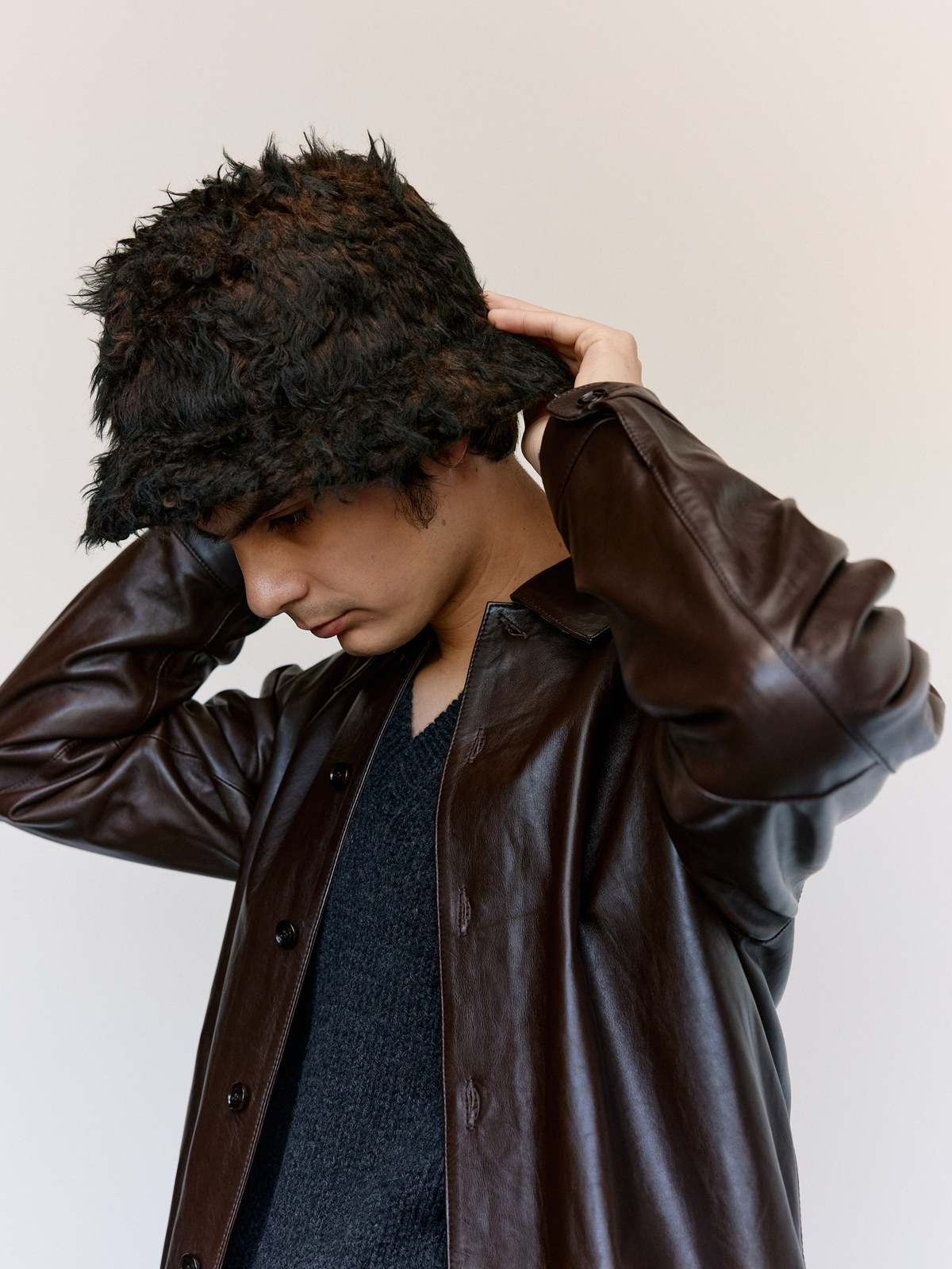Our Legacy Ombre Brown Hairy Wool Bucket Hat - Image 2 of 7