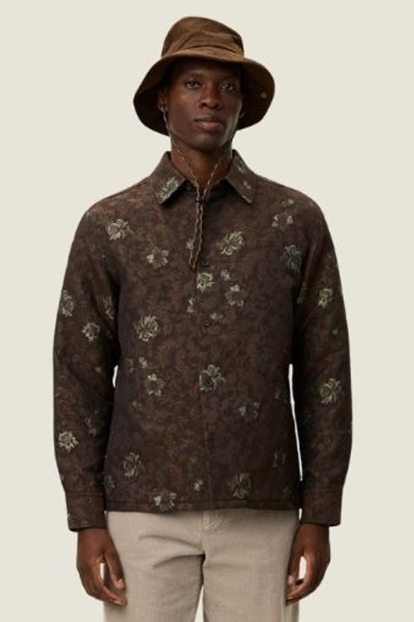 LES DEUX Kaleb Flower Jacquard Overshirt - Monk's Robe