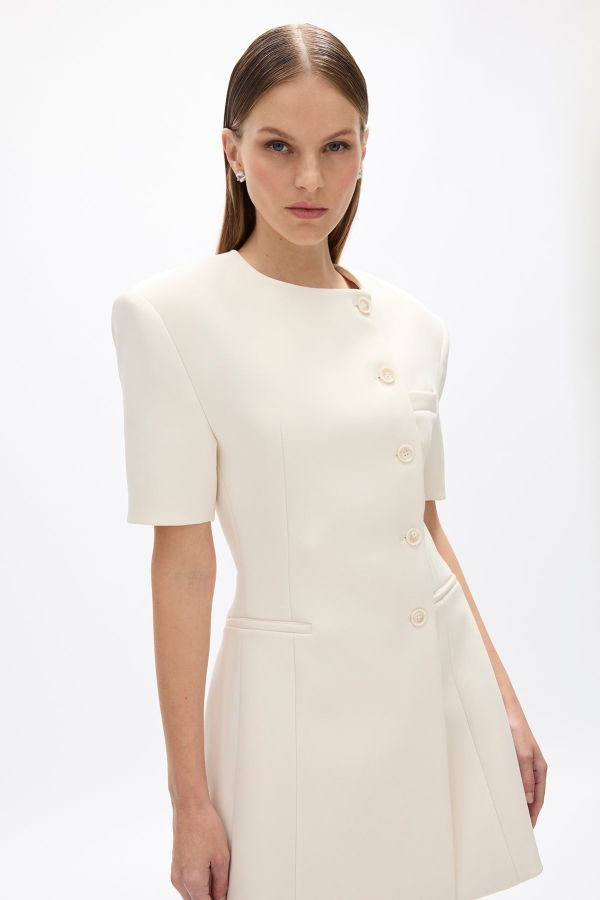 Rachel Gilbert Sergio Sleeve Mini Dress - Creme