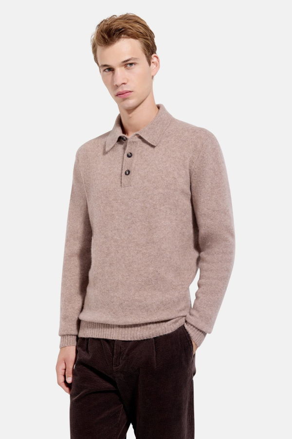 Filippo De Laurentiis Cashmere Silk Long Sleeve Polo Sweater