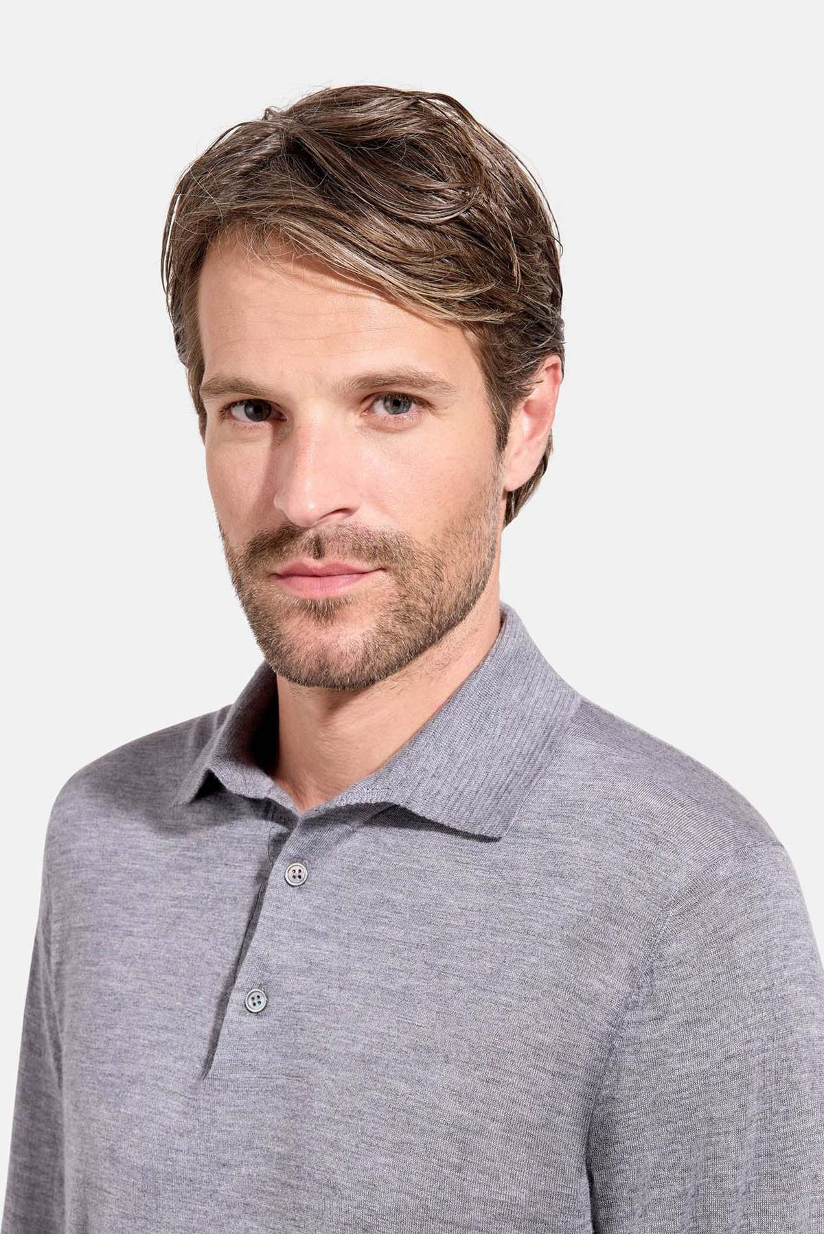 Filippo De Laurentiis Lightweight Cashmere Silk LS Polo Sweater - Image 1 of 6