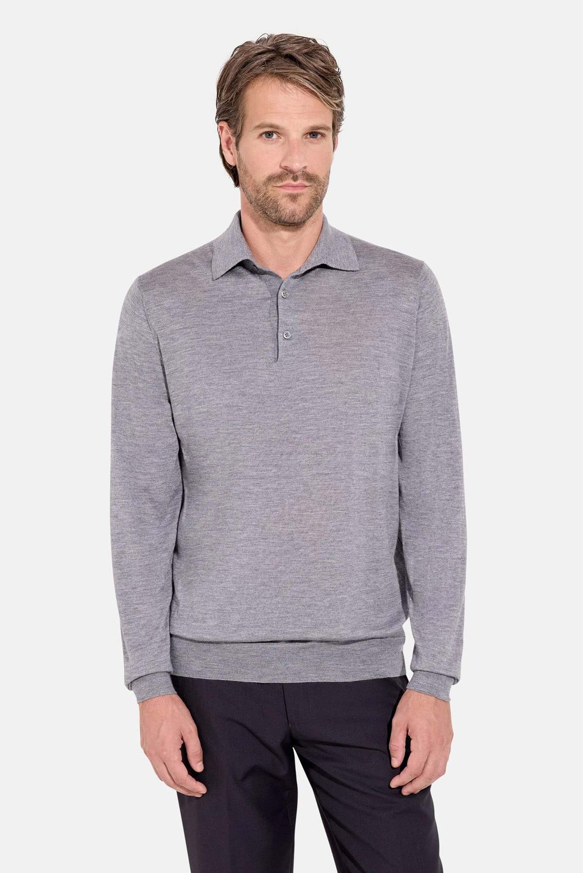 Filippo De Laurentiis Lightweight Cashmere Silk LS Polo Sweater - Image 2 of 6