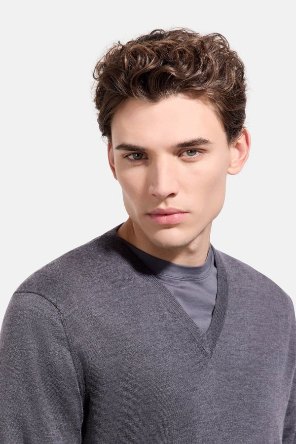 Filippo De Laurentiis Wool Silk Cashmere V-Neck Sweater