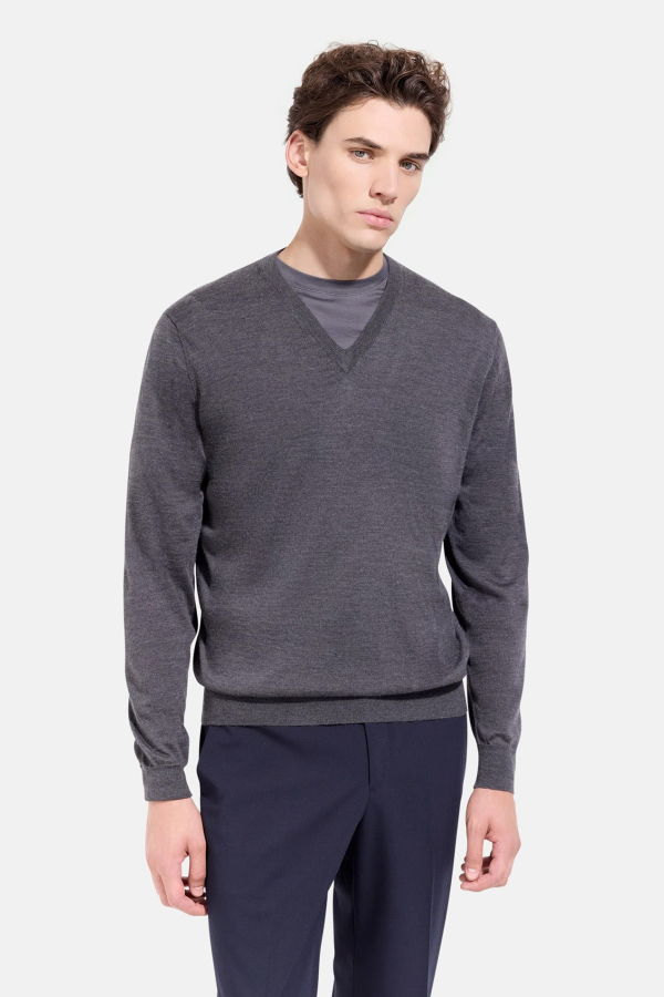Filippo De Laurentiis Wool Silk Cashmere V-Neck Sweater