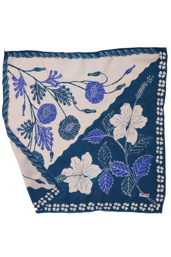 Kasih Coop Full Hand Drawn Batik Tulis Bandana Pagi Sore Hibiscus Poppy Flowers