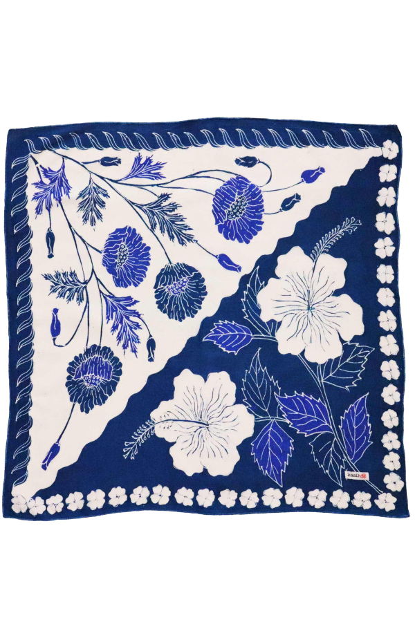 Kasih Coop Full Hand Drawn Batik Tulis Bandana Pagi Sore Hibiscus Poppy Flowers