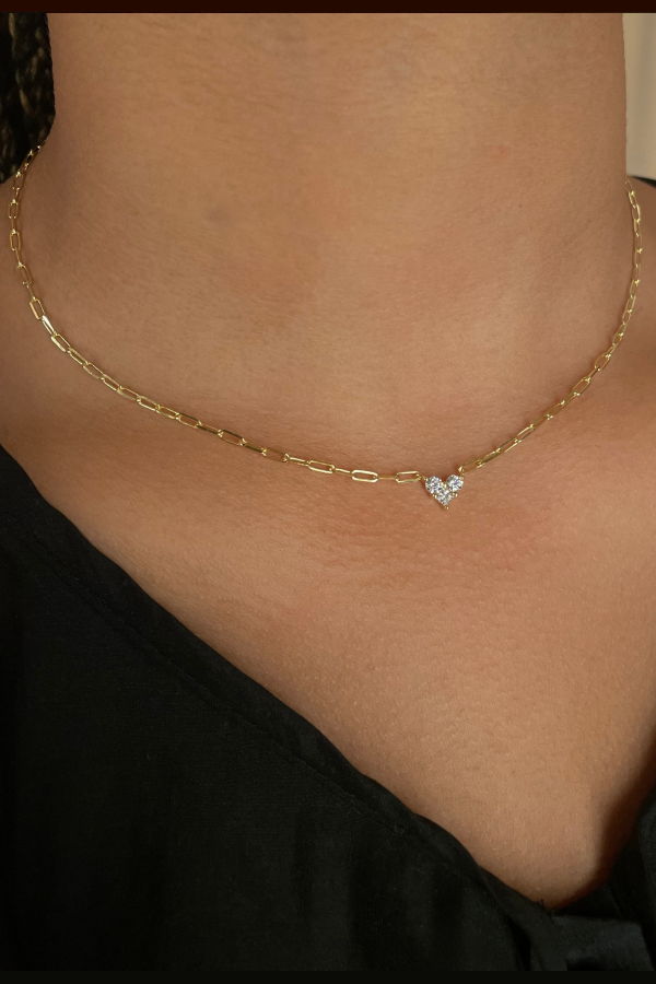 The NKC Store Gold Crystal Micro Heart Necklace