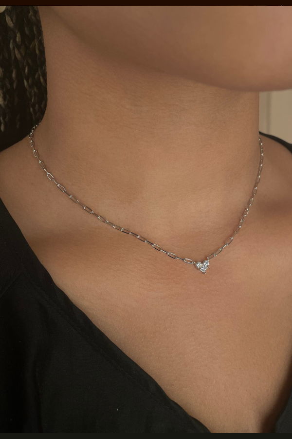 The NKC Store Silver Crystal Micro Heart Necklace - Silver