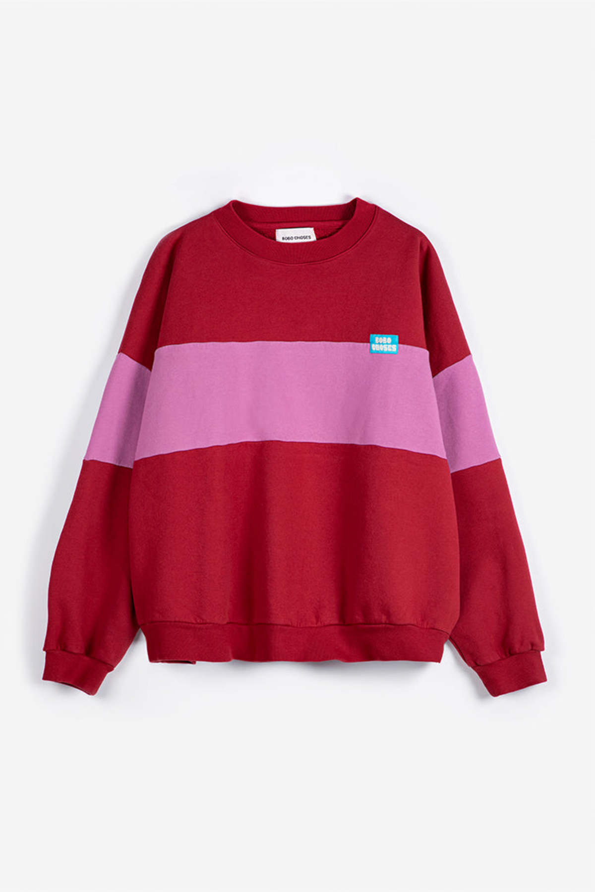 KIDS Bobo Choses Color Block Relaxed Crewneck Sweatshirt - Red/Pink - Image 2 of 2