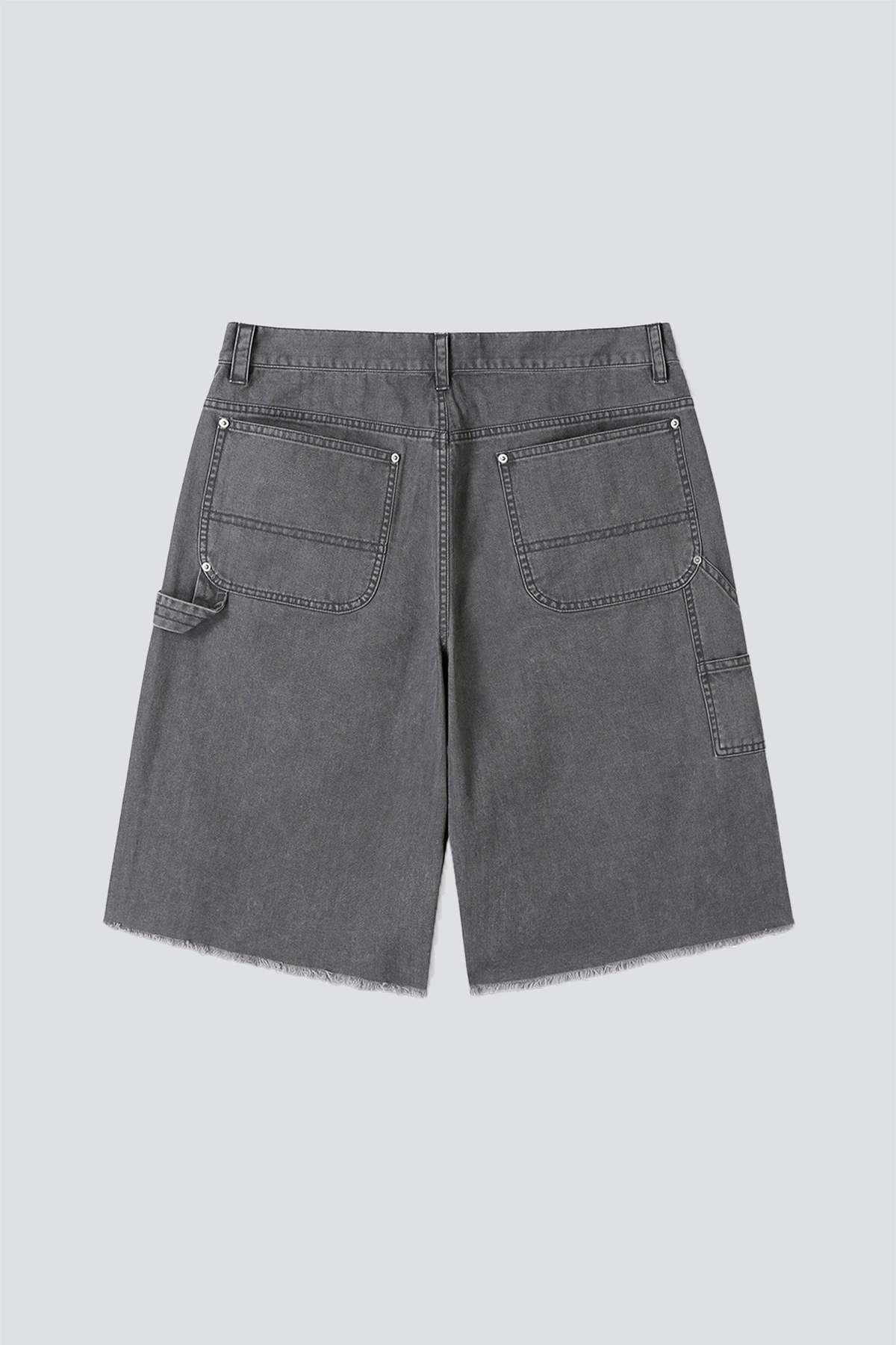 TONYWACK Faded Carbon Hand Distressed HBT Double Knee Shorts - Image 6 of 6