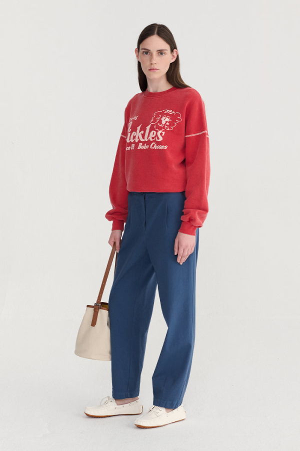 KIDS Bobo Choses Pleated Straight Leg Trousers - Navy