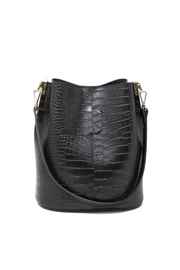 German Fuentes Leather Bucket Bag - Black